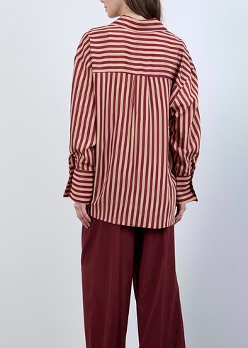 Perry etiketli bordo çizgili gömlek - Görsel 4