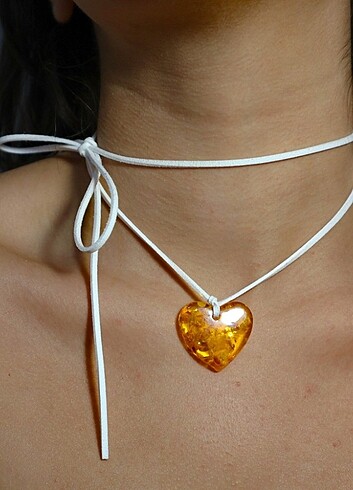 Orange Heart Necklace 
