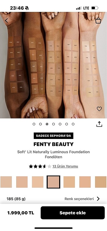 Beden Fenty beauty fondoten 185 no