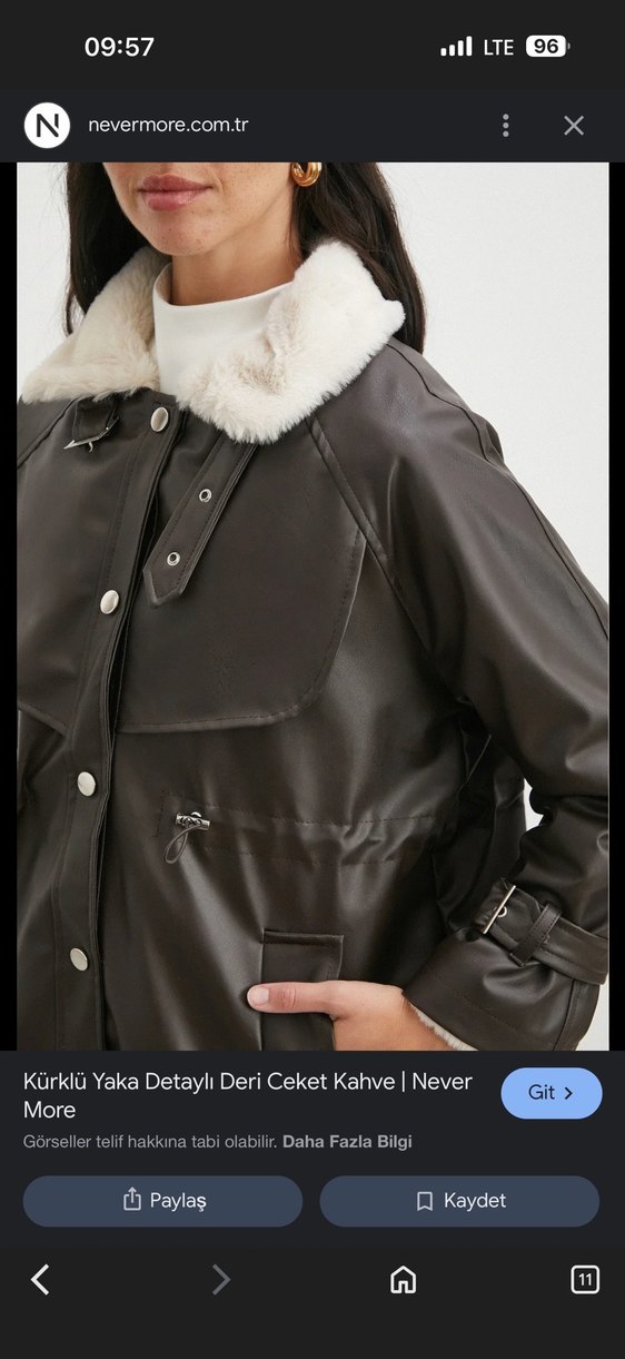 MissThetis Kahverengi Kürklü Deri Ceket - Görsel 2