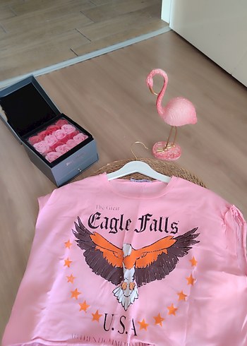 m Beden Pembe Baskılı crop