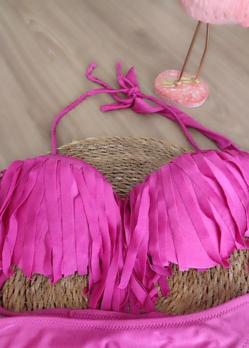 Diğer Püsküllü Pembe Bohem Bikini