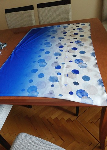 Mavi Parlak İpek Kadın Fular - Görsel 8