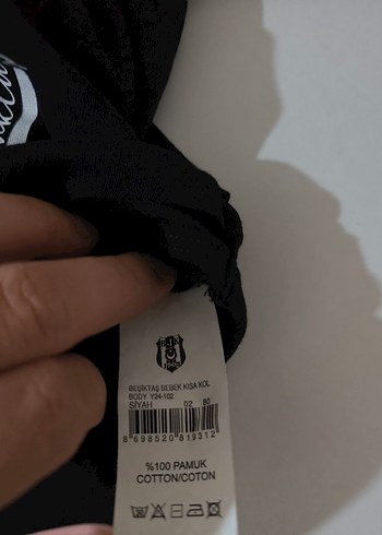 1 Yaş Beden Orijinal Beşiktaş Siyah Kısa Kollu Erkek Bebek Body