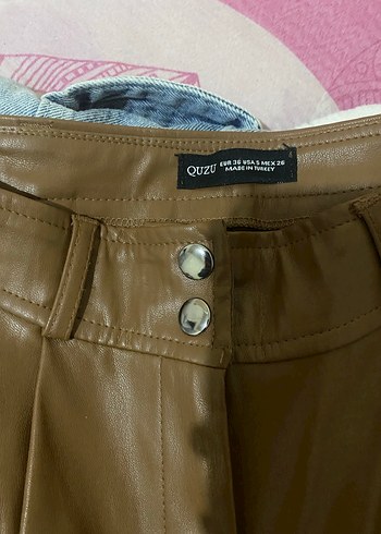 Kahverengi Deri Kadın pantolon - Görsel 3