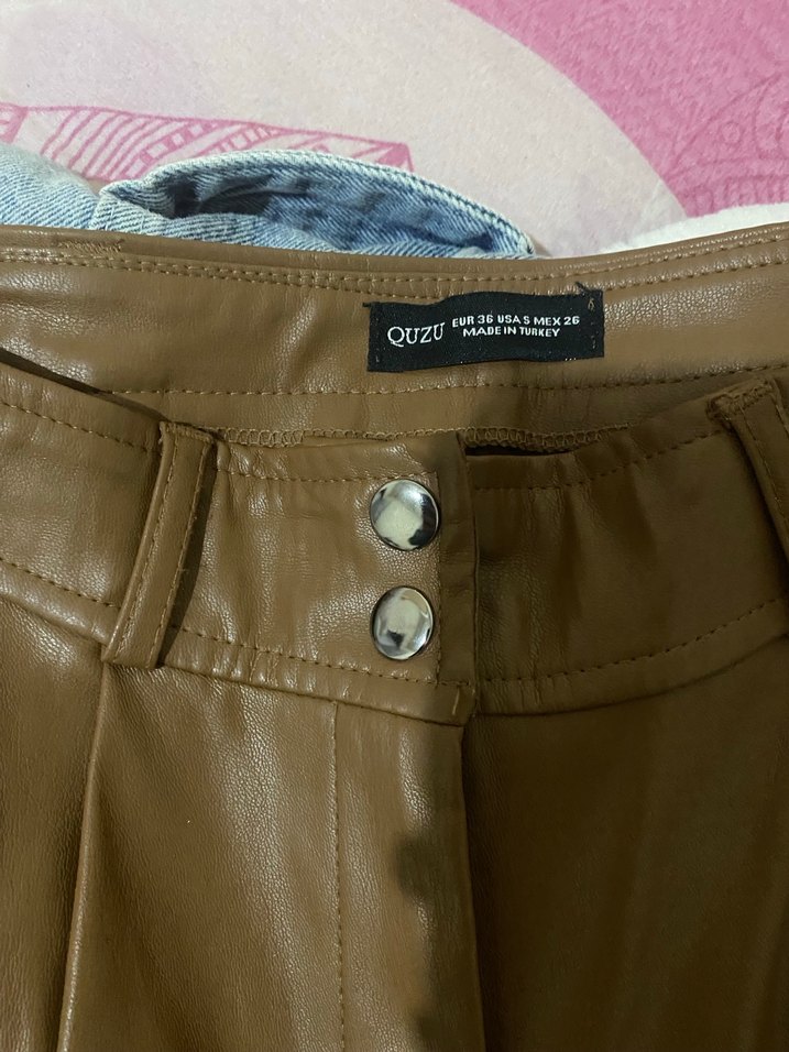 Kahverengi Deri Kadın pantolon - Görsel 3