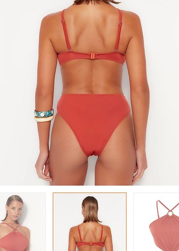 Kırmızı Mini Sırtı Açık Kadın Mayo - Görsel 2