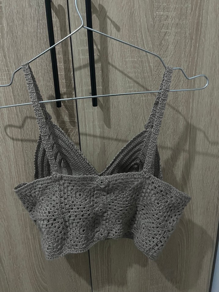 Gri V Yaka Örgü Büstiyer - Görsel 2