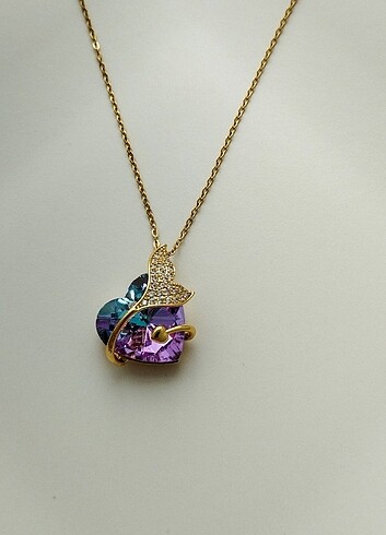 swarovski Kristal Yansımalı Kalp Kolye