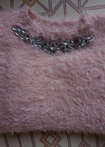 Dilvin Pullu Pembe Kadın Örgü kazak - Görsel 3