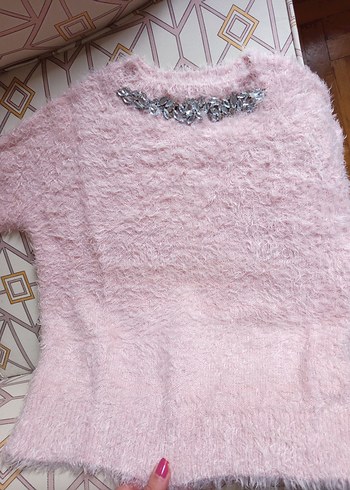 Dilvin Pullu Pembe Kadın Örgü kazak - Görsel 2