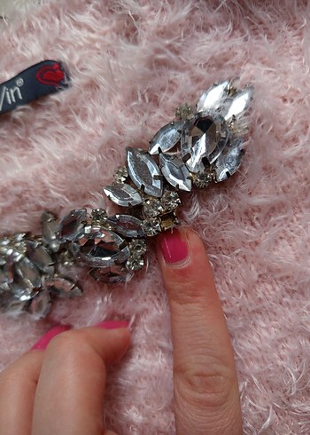 Dilvin Pullu Pembe Kadın Örgü kazak - Görsel 6