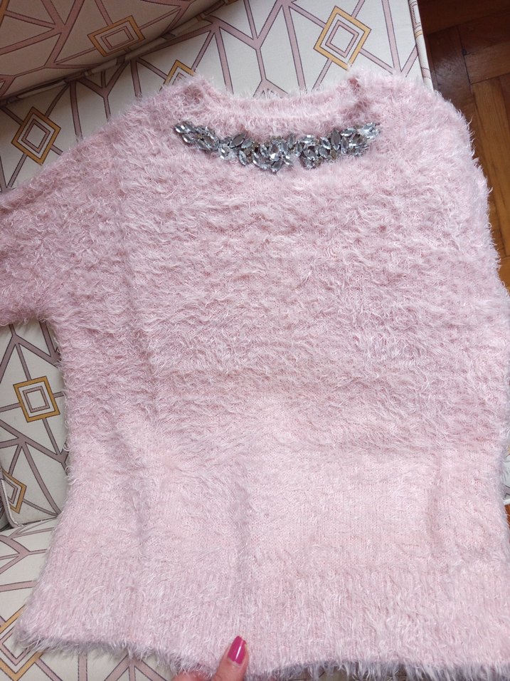 Dilvin Pullu Pembe Kadın Örgü kazak - Görsel 2