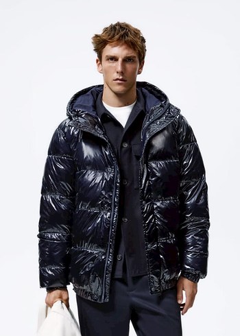 zara lacivert şişme mont - Görsel 3