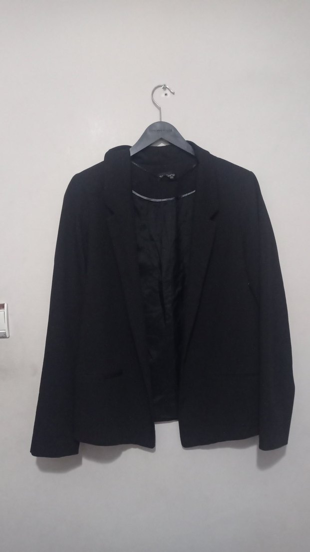 Siyah Kadın Keten Blazer Ceket - Görsel 2