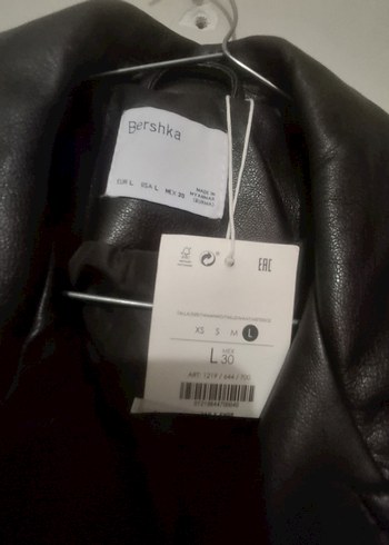 l Beden Bershka Kahverengi Kadın Deri Biker Ceket