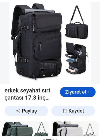 Sheinside Siyah Cok Bolmeli Seyahat Sirt Cantasi
