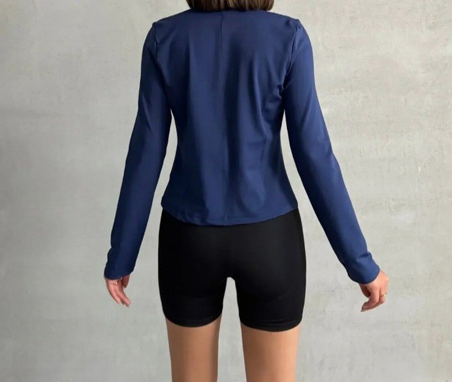 lacivertYüksek Yakalı Uzun Kollu Spor Üst - Görsel 3