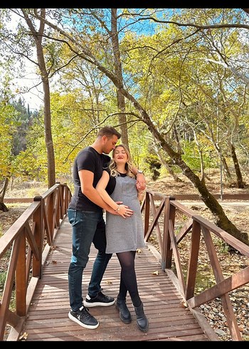 Hamile Elbise-Jile Kazayağı Desen Gri - Görsel 4