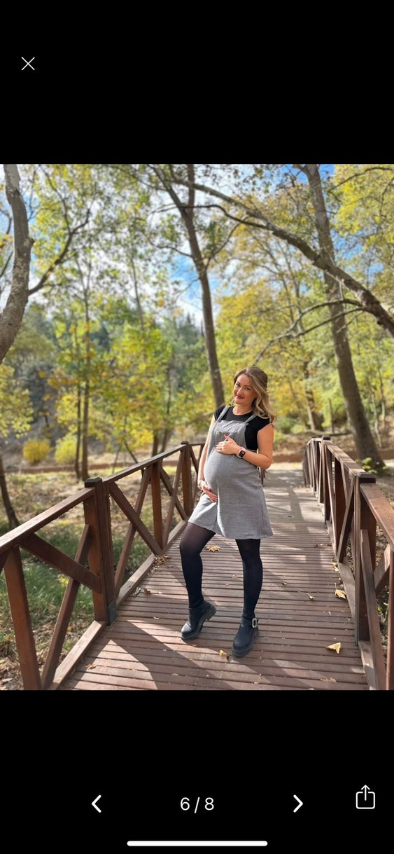 Hamile Elbise-Jile Kazayağı Desen Gri - Görsel 3