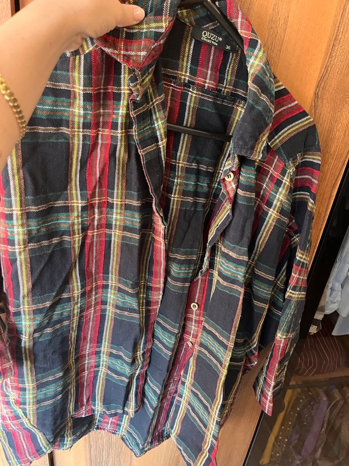 Kadın Çok Renkli Düğmeli Gömlek - Görsel 5