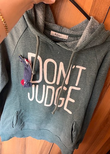 Kapüşonlu Fermuarlı Gri Sweatshirt - Görsel 5