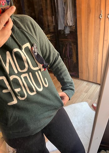 Kapüşonlu Fermuarlı Gri Sweatshirt - Görsel 3