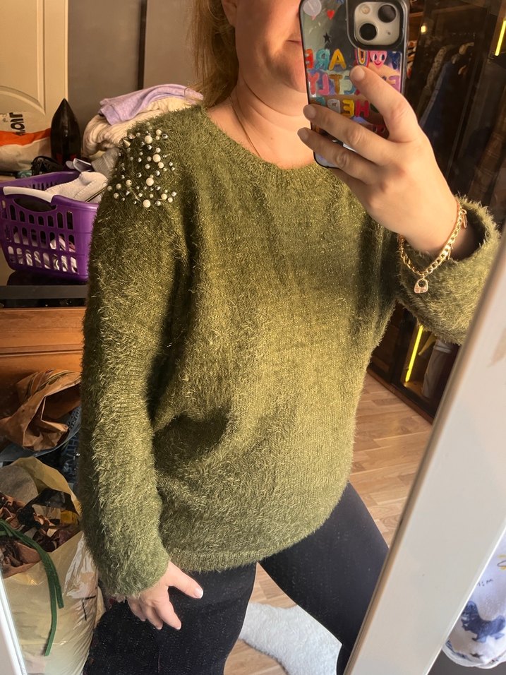 İnci Detaylı Triko Kadın Kazak - Görsel 2