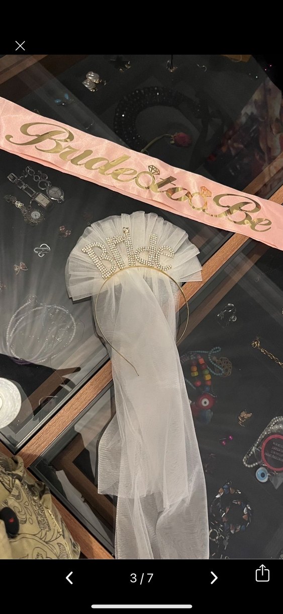 Beyaz Gelin Tacı ve Pembe Kuşak Seti Bekarlığa Veda - Görsel 3