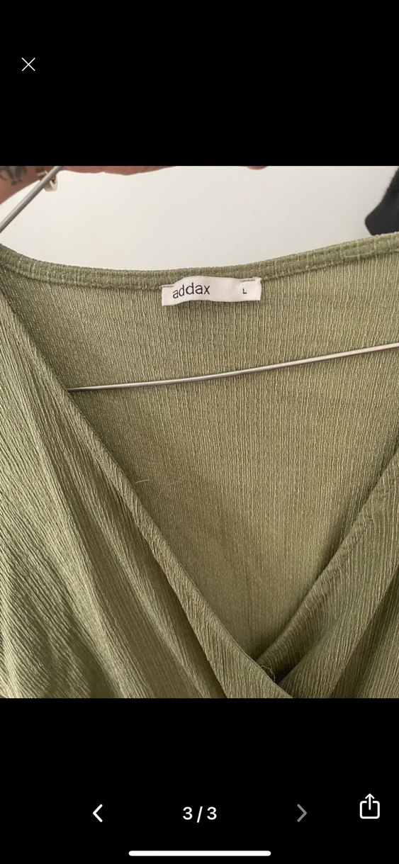 Kadın V Yaka Kısa Kollu Yeşil Keten Tulum elbise - Görsel 3