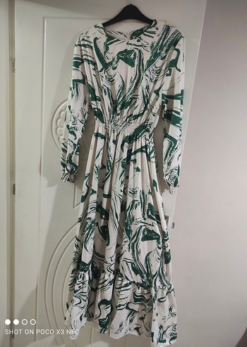 Yeşil Batik Desenli Uzun Bohem Elbise