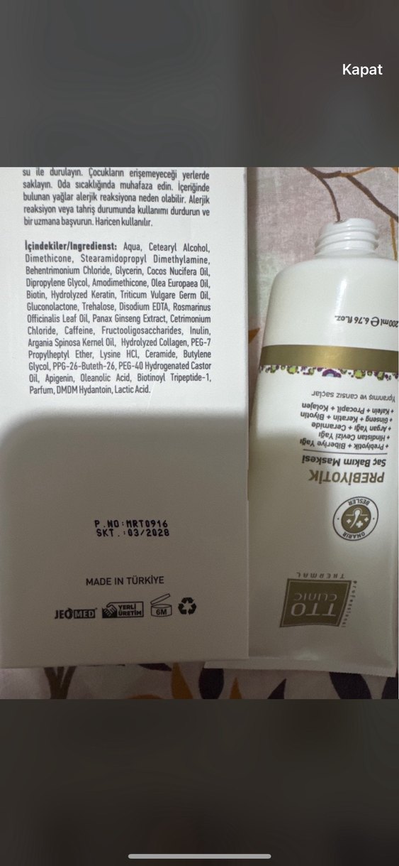 TTO Clinic Prebiyotik Saç Bakım Maskesi - Görsel 2