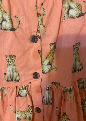 H&M Kız Çocuk Leopar Desenli Düğmeli Elbise