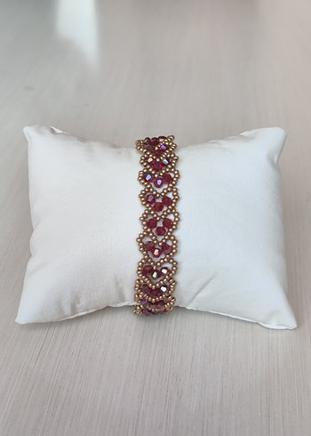 Bordo İşlemeli Boncuklu Bohem Bileklik - Görsel 2