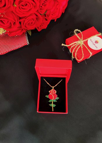 El yapımı miyuki Gül Kolye - Görsel 2