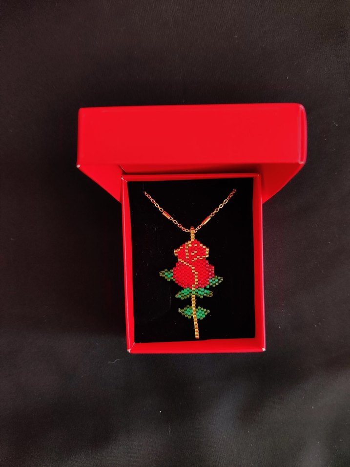 El yapımı miyuki Gül Kolye - Görsel 3