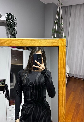 s Beden kadın düğmeli çizgili crop yelek palazzo geniş paça pantolon iki