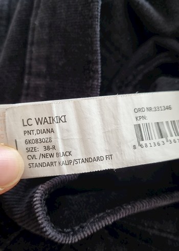 38 Beden lacivert Renk Siyah Kadife Normal Kesim Pantolon