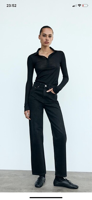 Zara yüksel bel mom fit jean