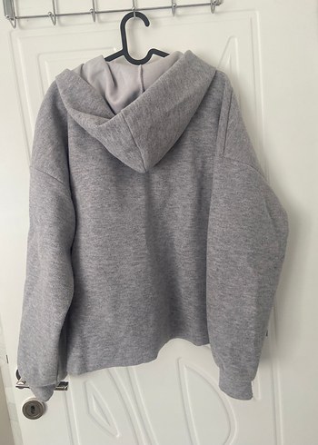 s Beden gri Renk Gri Fermuarlı Kadın Sweatshirt