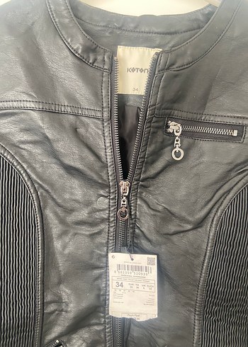34 Beden siyah Renk Kadın Siyah Deri Biker Ceket