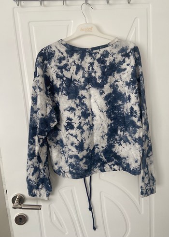 LC Waikiki Düğmeli Gri Batik Desenli Kadın Sweatshirt