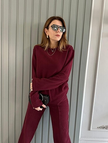 m Beden bordo Renk Modal Kumaş Eşofman Takımı