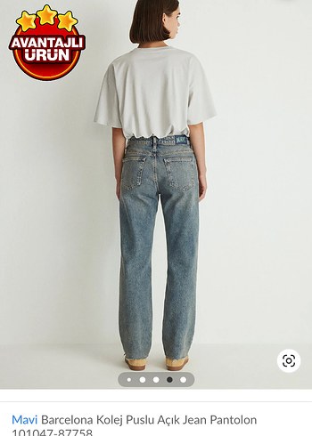 25/31 beden Mavi Barcelona Kolej Puslu Açık Jean Pantolon - Görsel 2