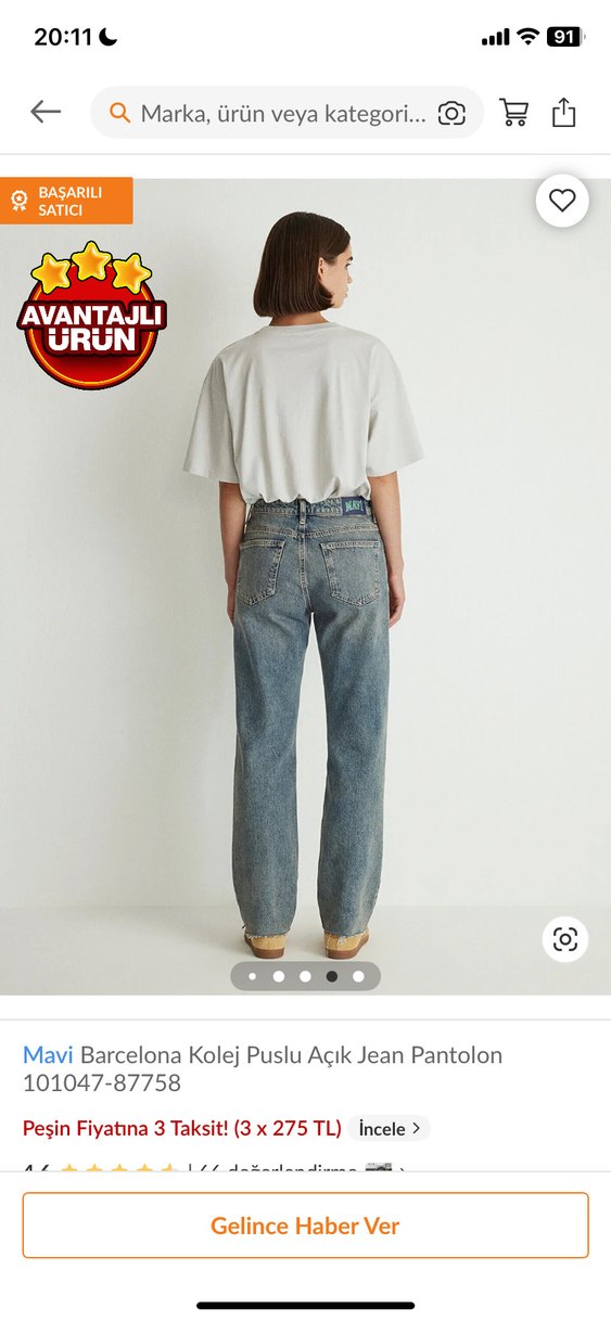 25/31 beden Mavi Barcelona Kolej Puslu Açık Jean Pantolon - Görsel 2