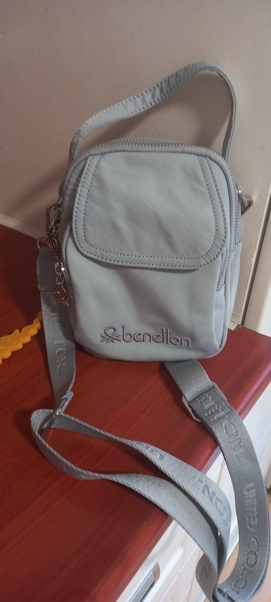 Benetton Gri Deri Kadın Çapraz Çanta - Görsel 2