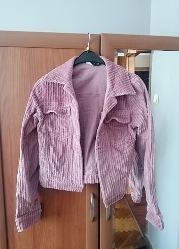 Pembe kadife ceket