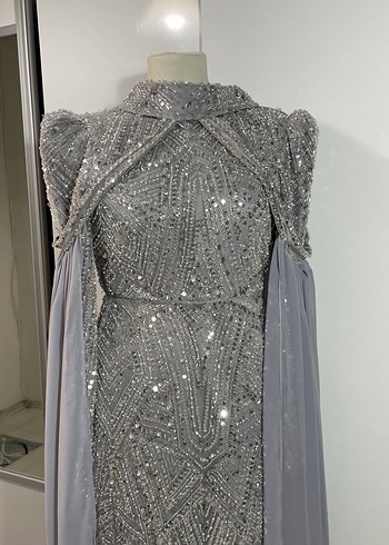 Gri Uzun Abiye Elbise 38-40-42 - Görsel 2