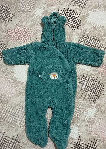 Turkuaz Nakışlı Erkek Bebek Polar Tulumu - Görsel 2