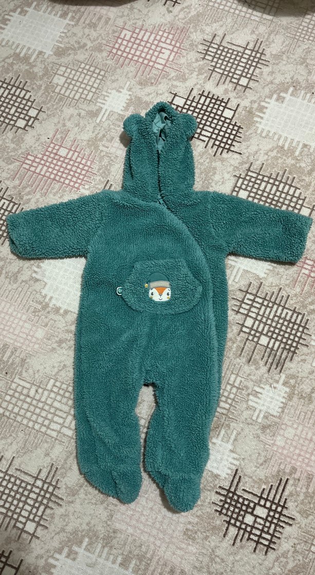 Turkuaz Nakışlı Erkek Bebek Polar Tulumu - Görsel 2